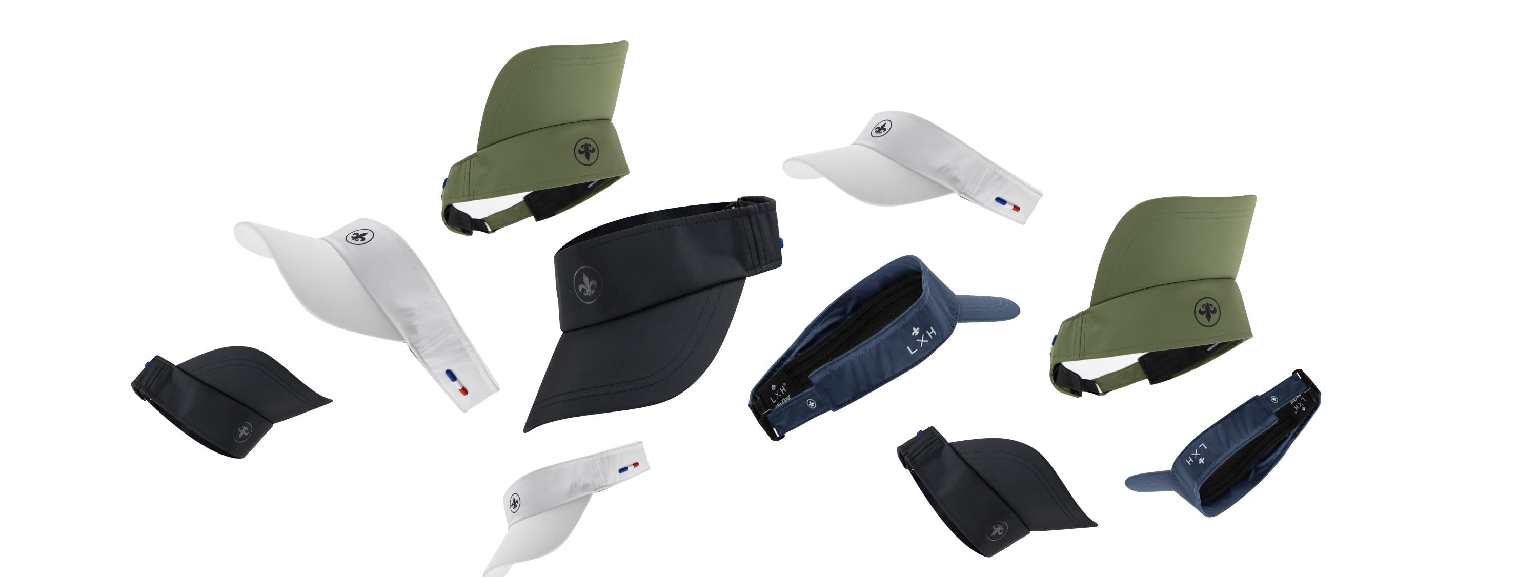 Collection de visières élégantes disponibles en plusieurs couleurs pour une protection solaire stylée