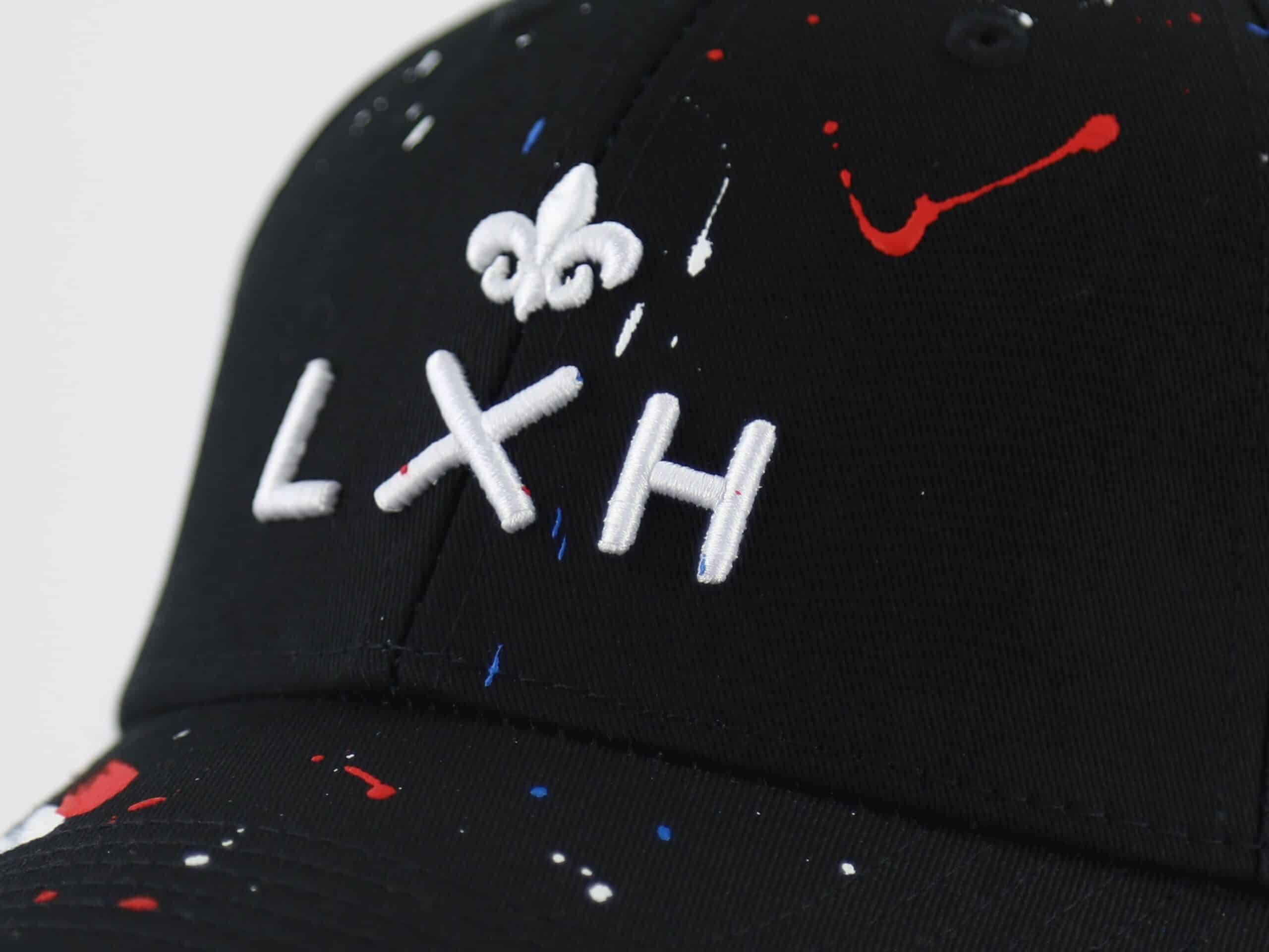Casquette Art Noir- Peinture Bleu / Blanc / Rouge LXH Buenos Aires Coton 10
