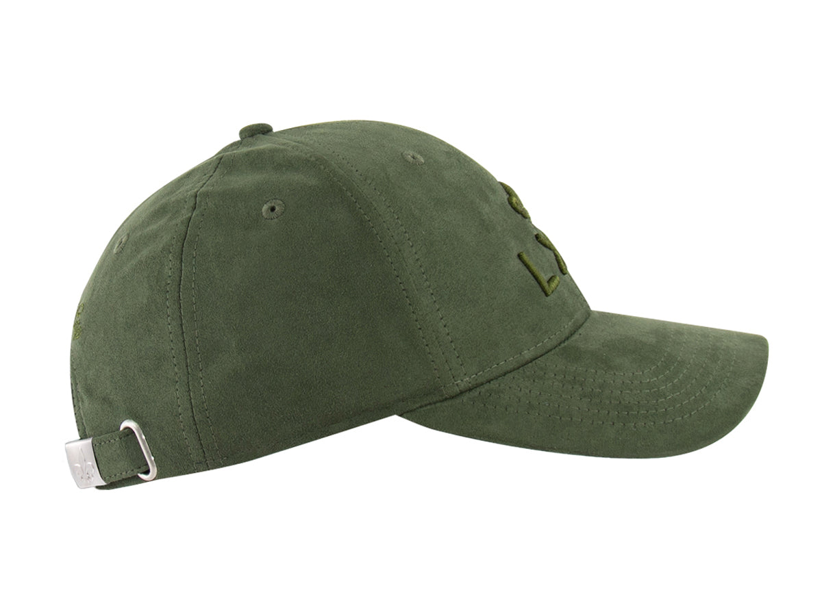 "Heritage" Suede Cap, No Stripe, Tone-on-Tone Khaki