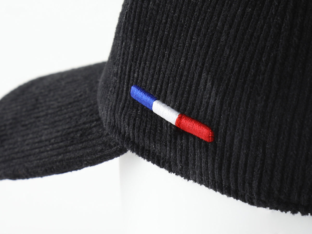 Casquette « Héritage » Velours Côtelé Ton sur Ton Noir