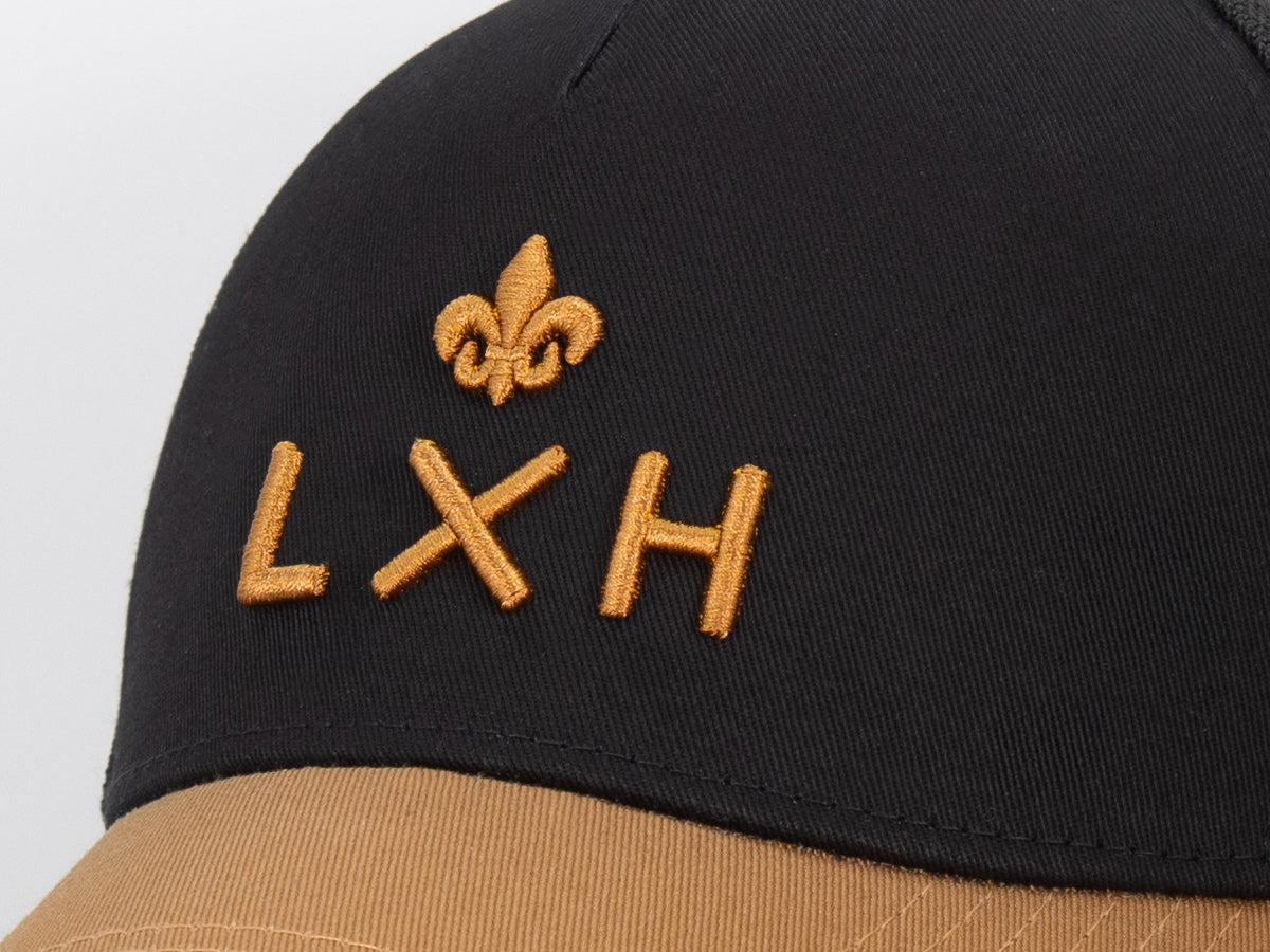 Casquette « Évasion » Bi-Color Coton Noir / Pain d'épice