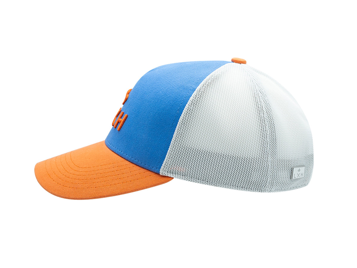 “Escape” Cap, Blue Tricolor Cotton