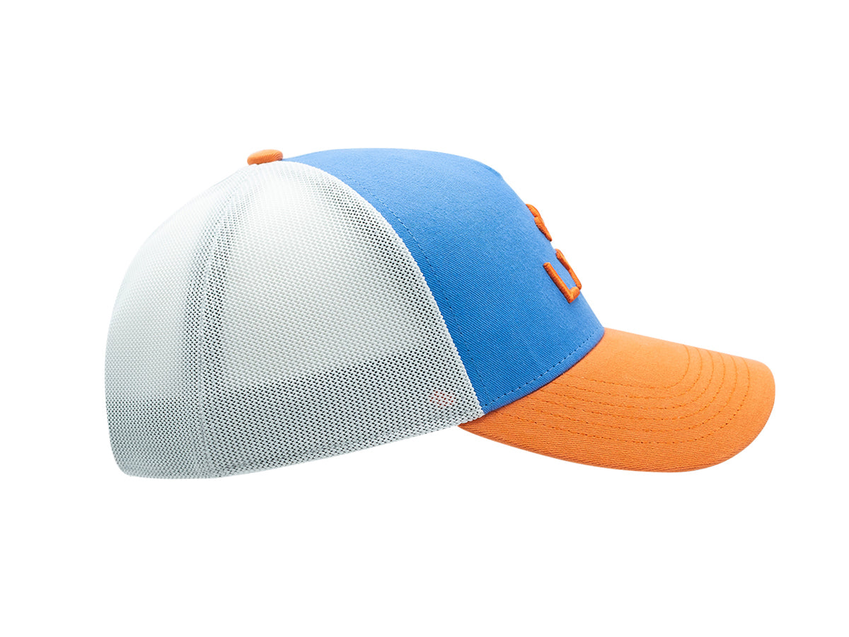 “Escape” Cap, Blue Tricolor Cotton