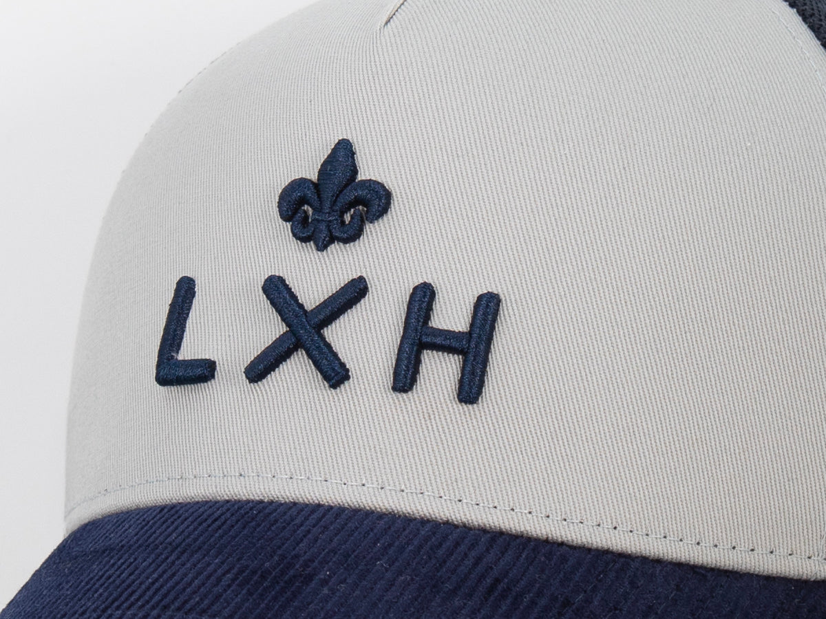 Casquette « Évasion » Bi-Matière Coton / Velours Côtelé Gris Perle / Bleu Marine