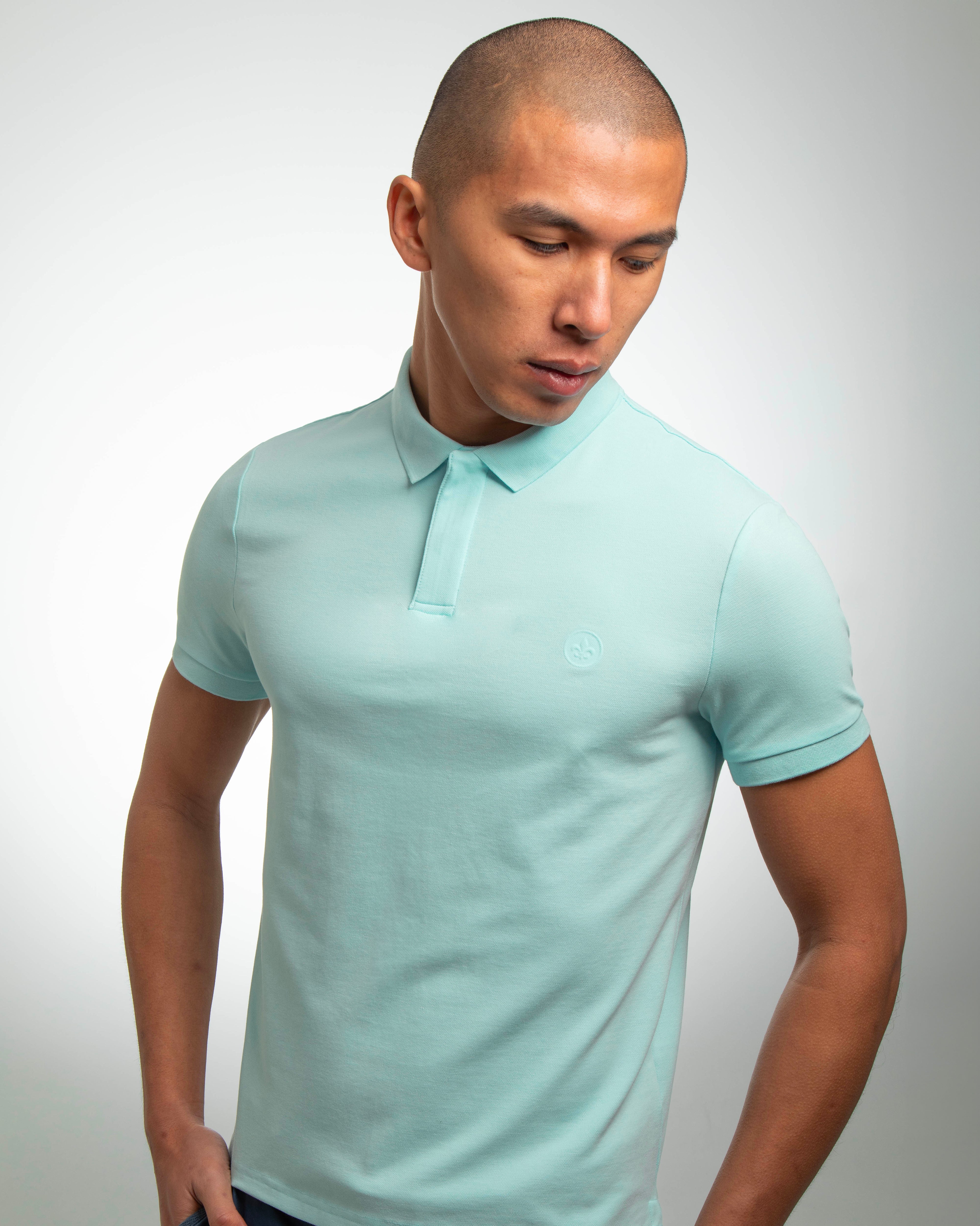 Sky Blue Cotton Pique Polo Shirt