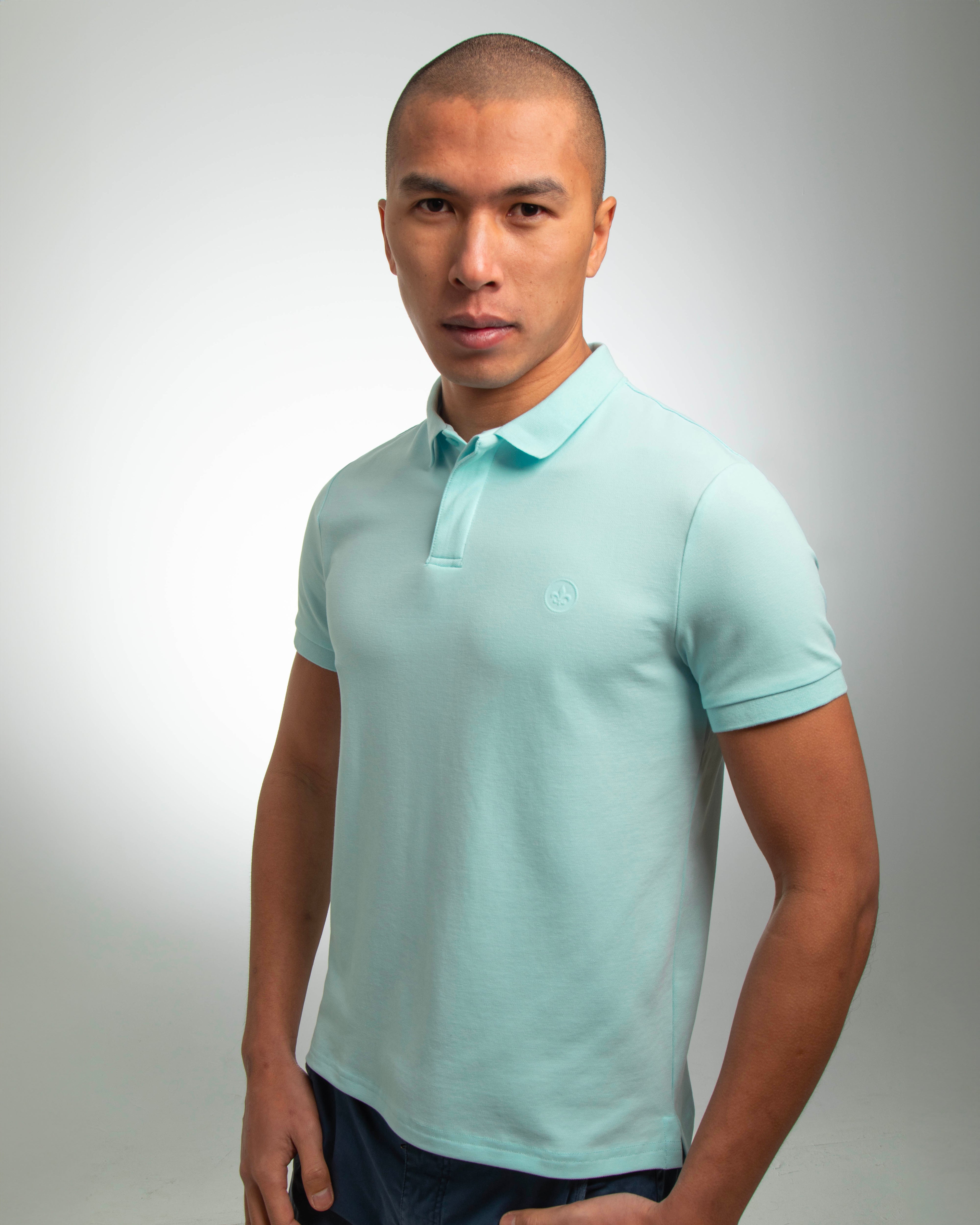 Sky Blue Cotton Pique Polo Shirt