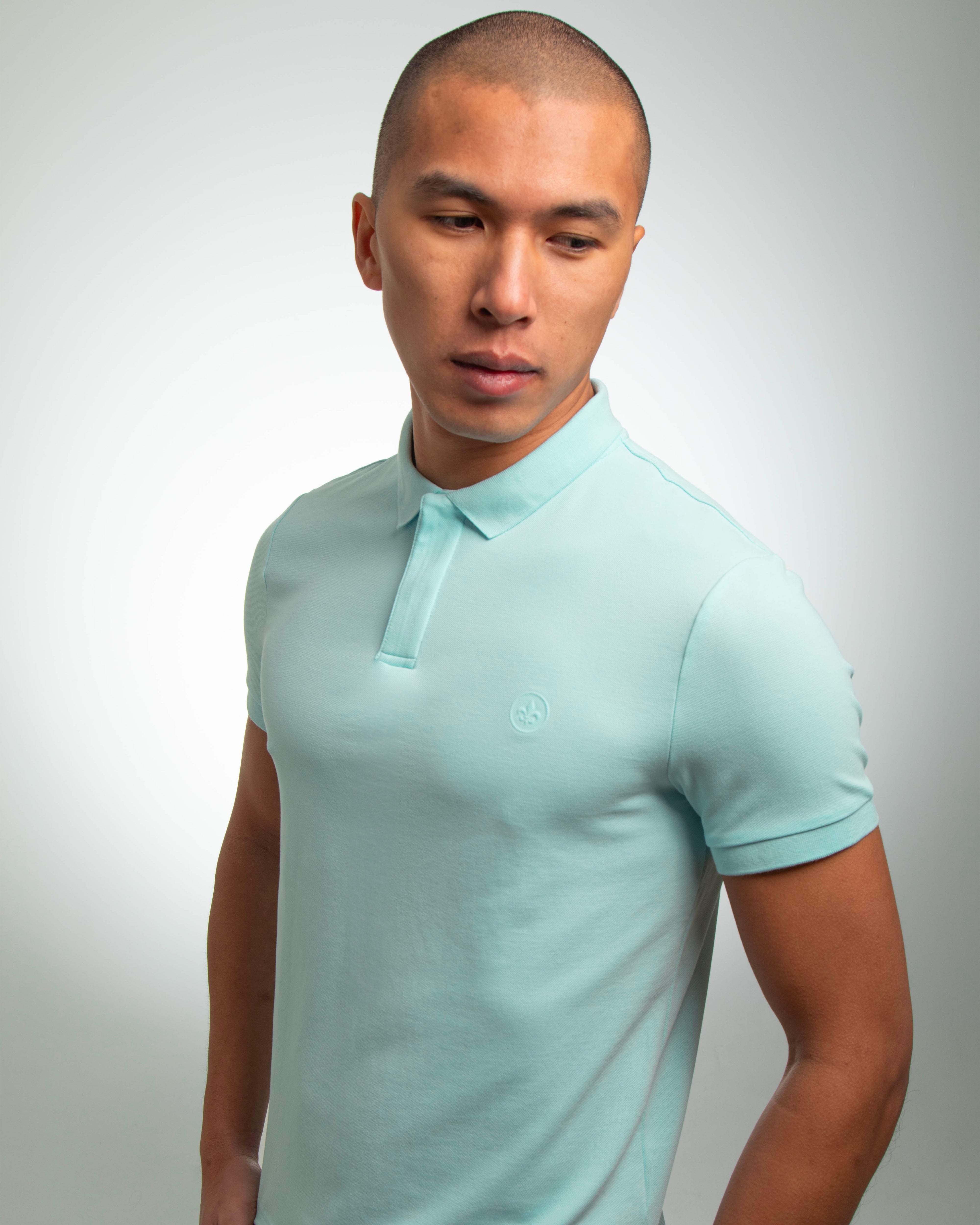 Sky Blue Cotton Pique Polo Shirt