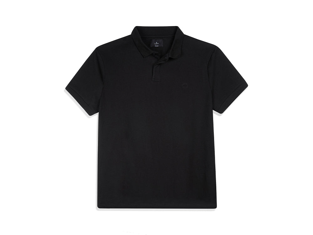 Black Cotton Pique Polo Shirt