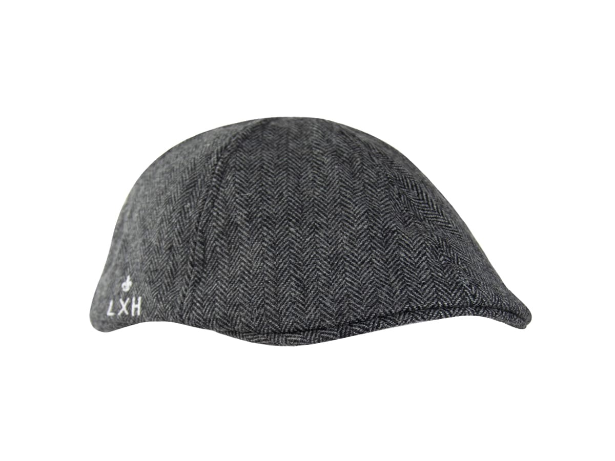 Béret Chevron Gris LXH en tissu chevron gris foncé élégant et moderne pour un style intemporel