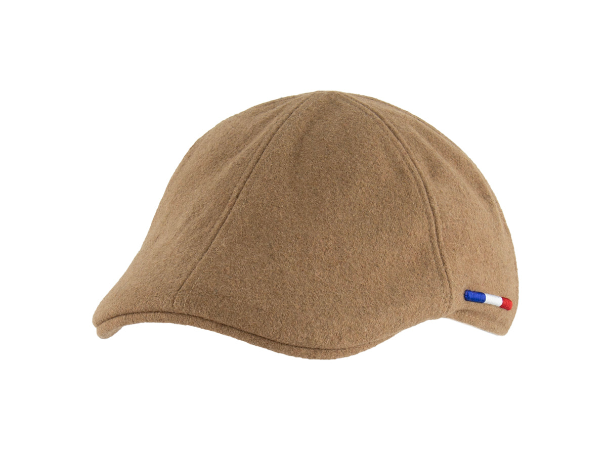 Béret Feutrine Camel de LXH avec petit drapeau tricolore français sur le côté