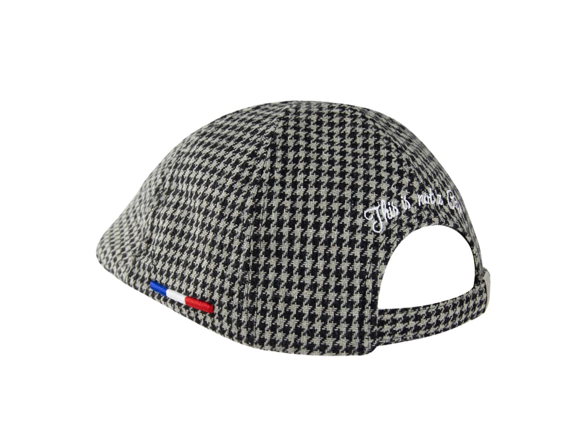 Béret Pied-de-Poule Gris / Noir avec bordure tricolore pour un style français élégant