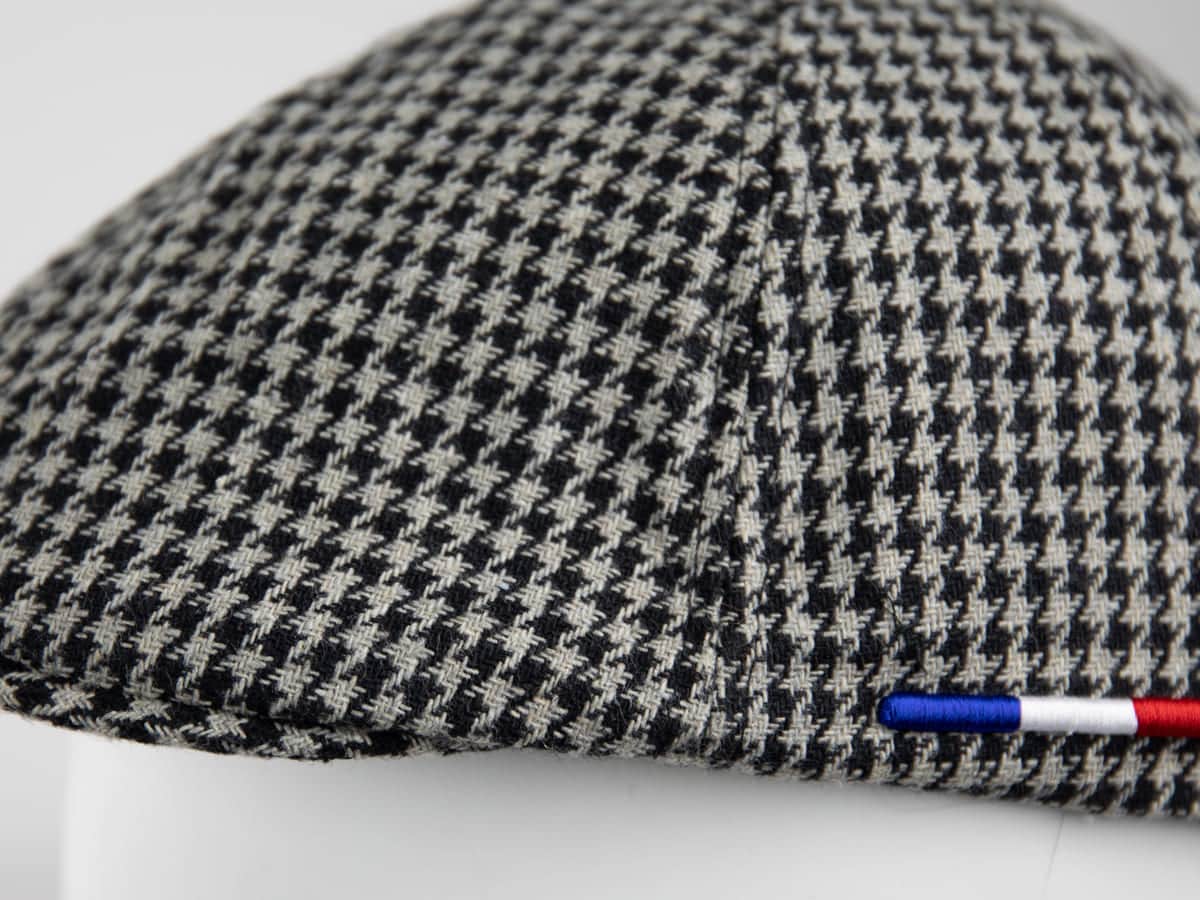 Béret Pied-de-Poule Gris / Noir de LXH avec motif classique pour un style élégant