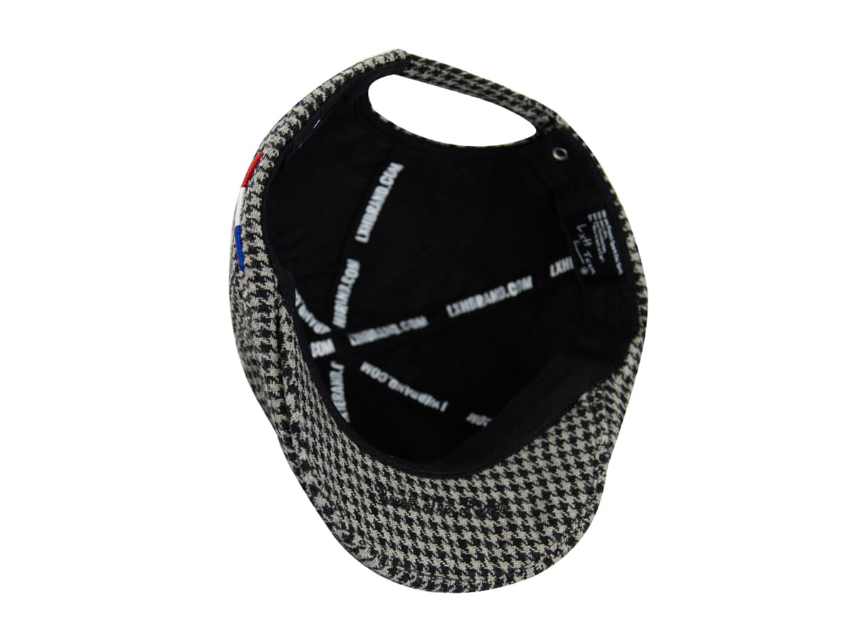 Intérieur du Béret Pied-de-Poule Gris / Noir de LXH avec design à carreaux classique