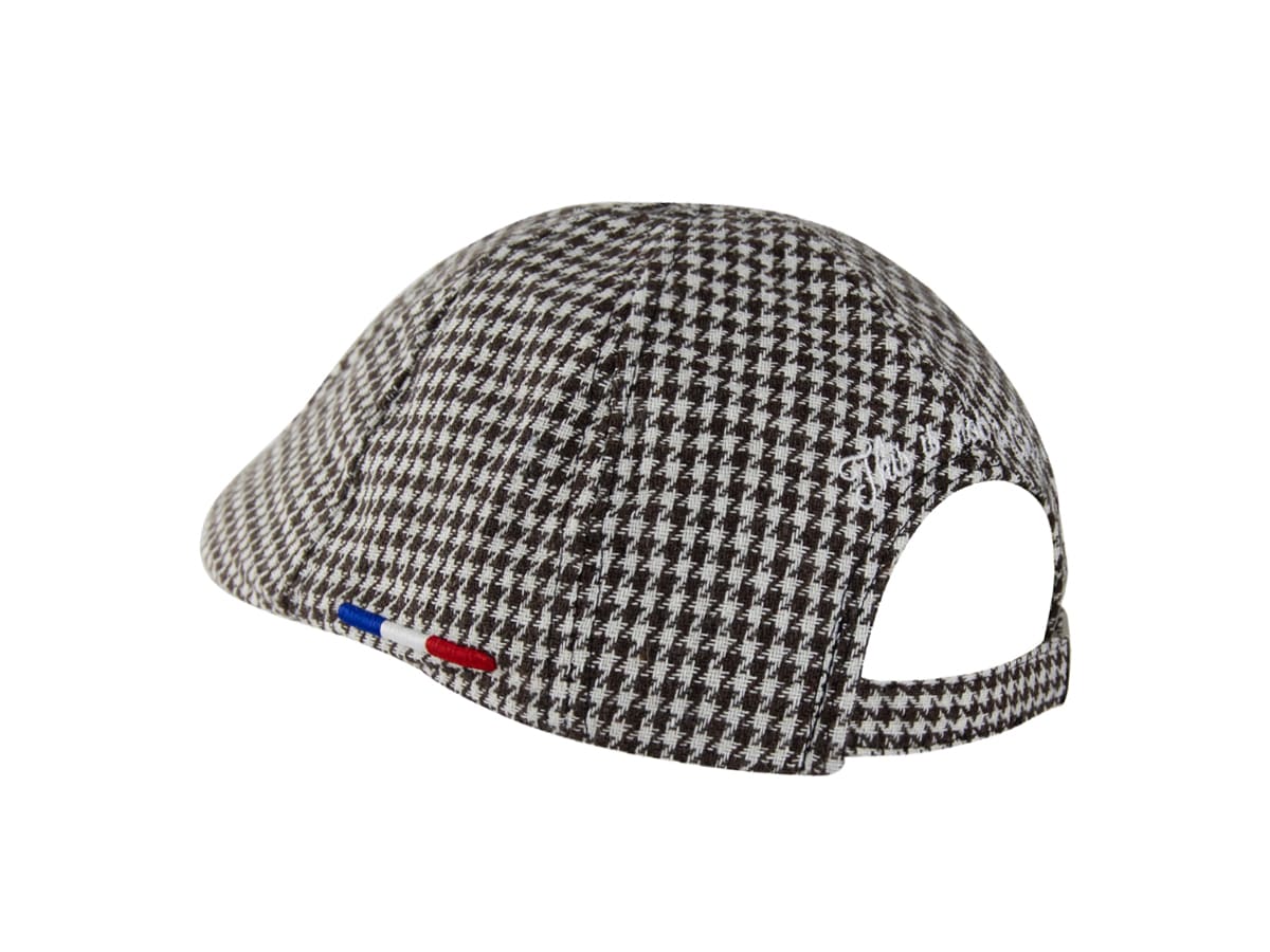 Béret Pied-de-Poule Marron / Blanc de la marque LXH avec un design élégant et classique