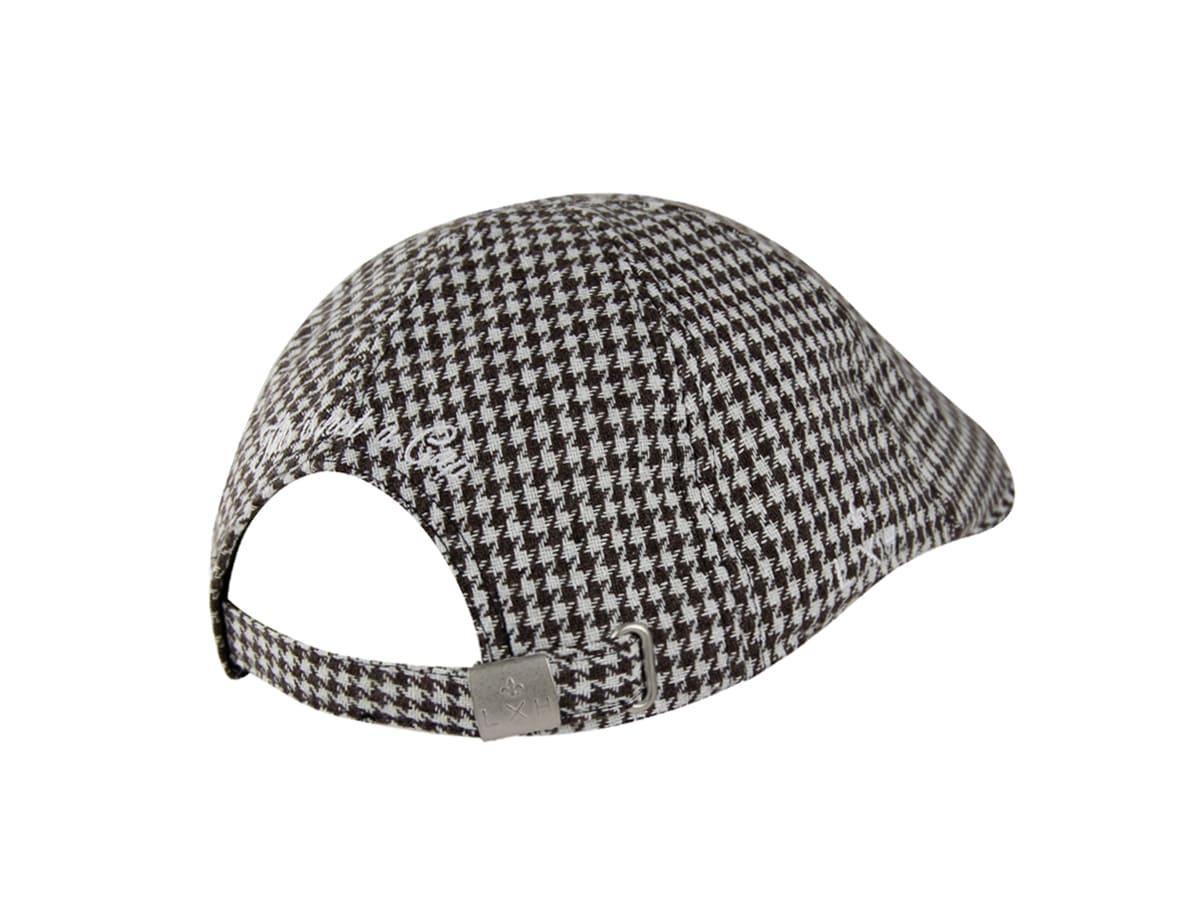 Béret Pied-de-Poule Marron / Blanc de LXH avec motif élégant et léger pour un style chic