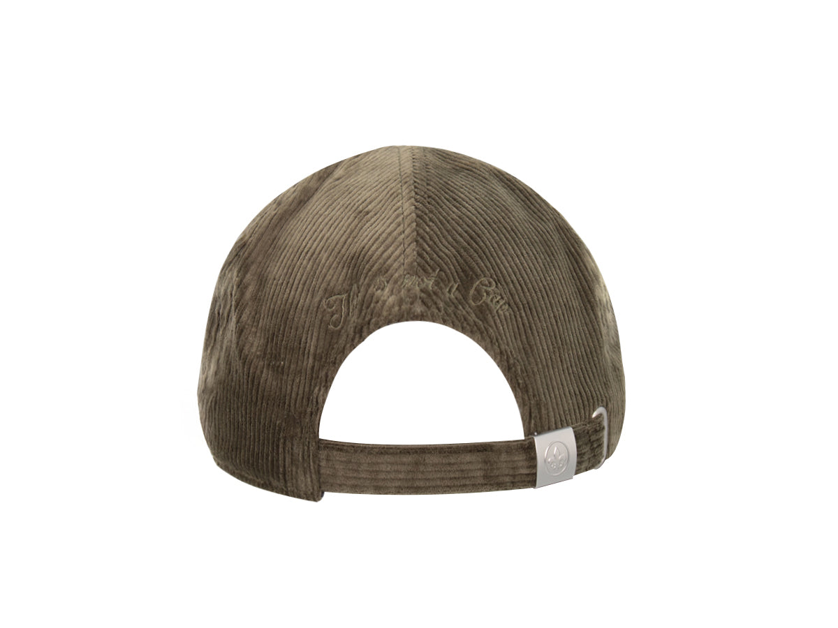 Béret velours côtelé kaki de la marque LXH avec un design élégant et ajustable à l'arrière