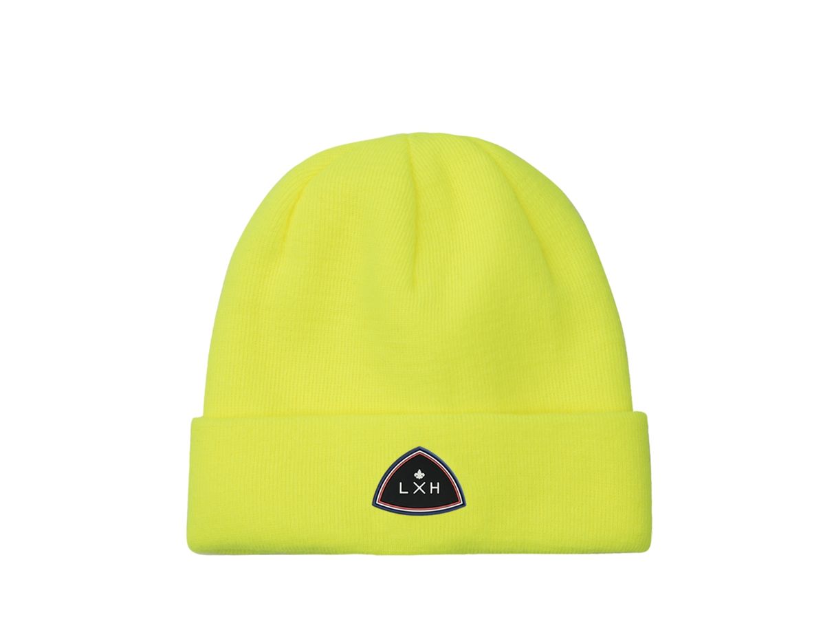 Bonnet Acrylique Jaune LXH avec logo, idéal pour garder la tête au chaud