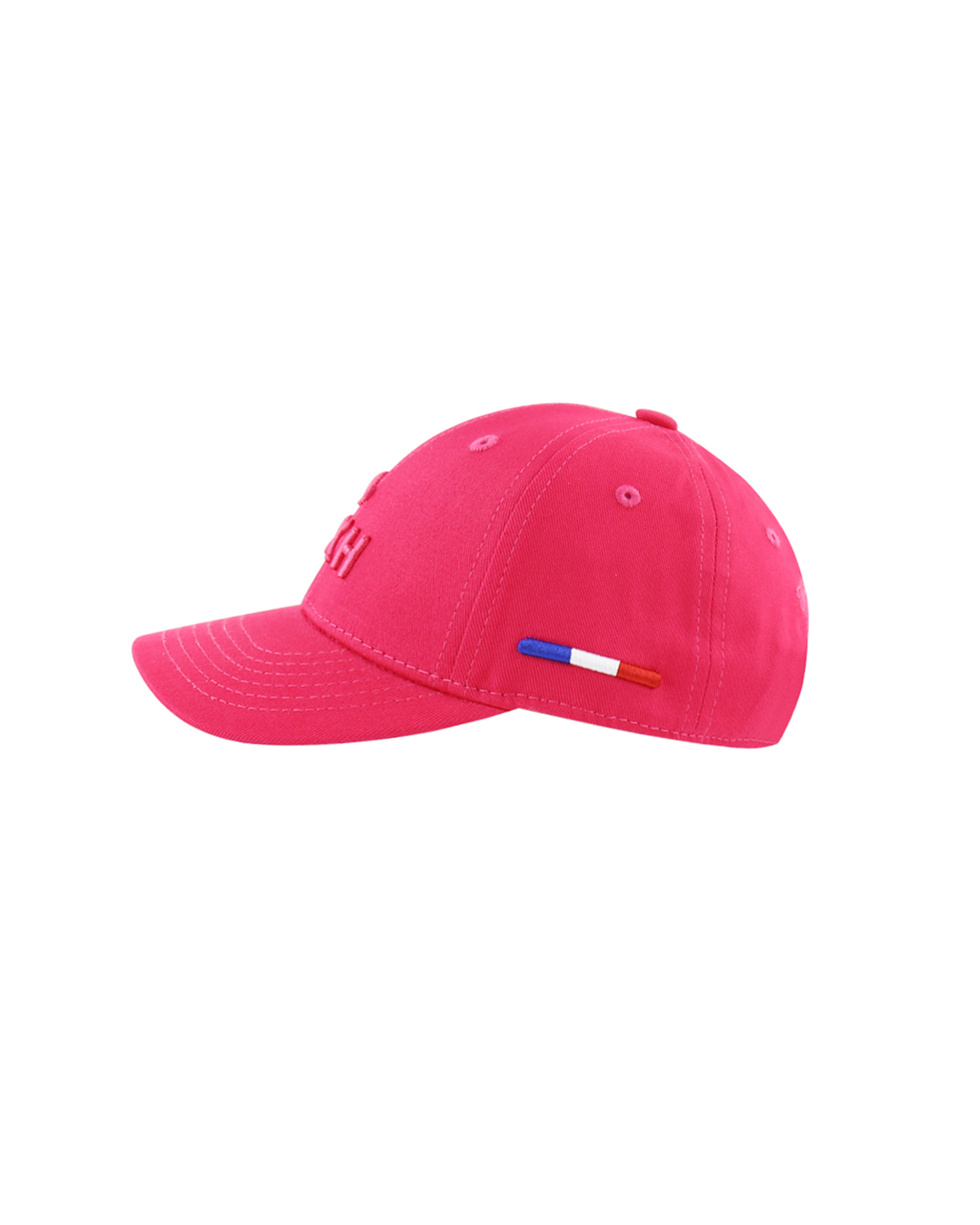 Casquette bébé fushia coton LXH avec broderie et details colorés sur le côté