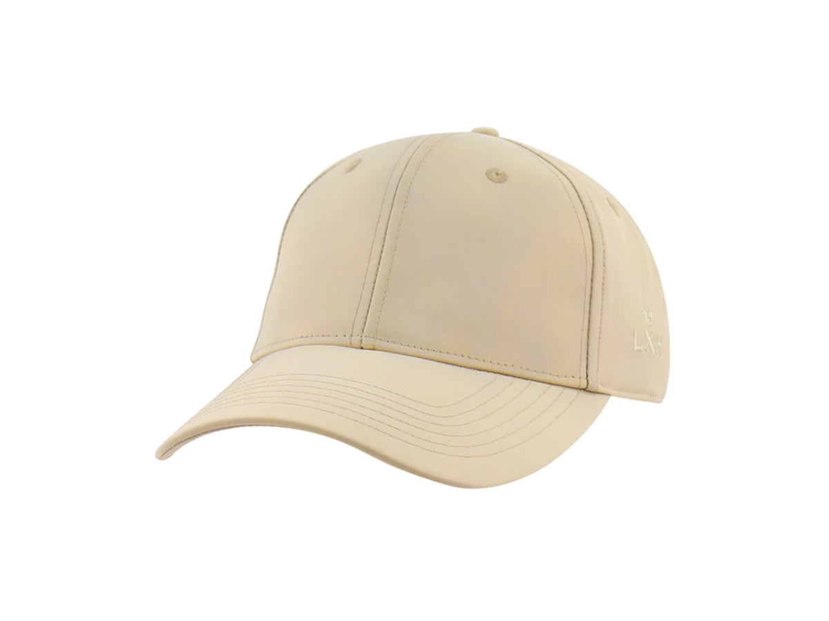 Casquette beige LXH en nylon avec visière courbée et couture apparente
