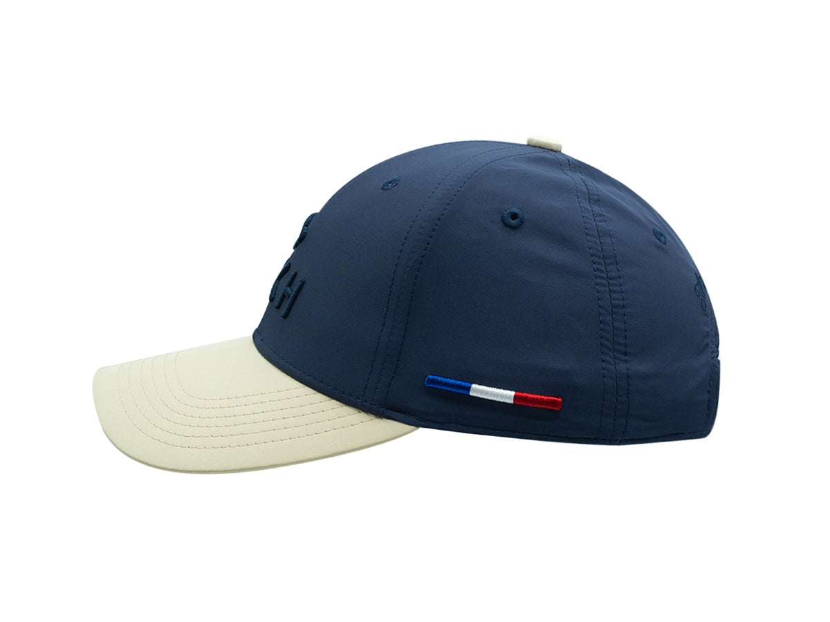 Casquette bi-colore nylon LXH avec visière crème et côté bleu marine