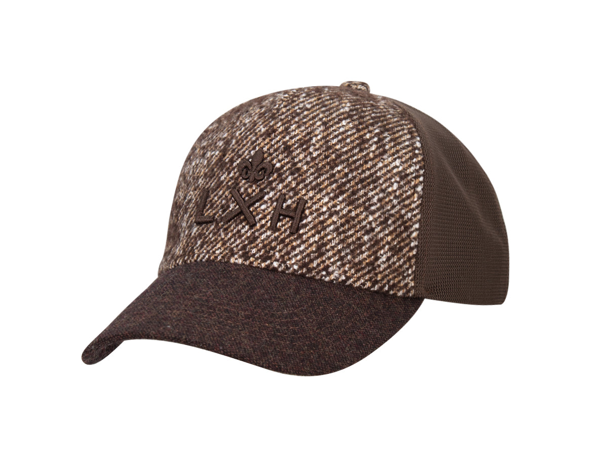 Casquette bi-matière marron homme de la marque LXH avec visière courbée et logo brodé