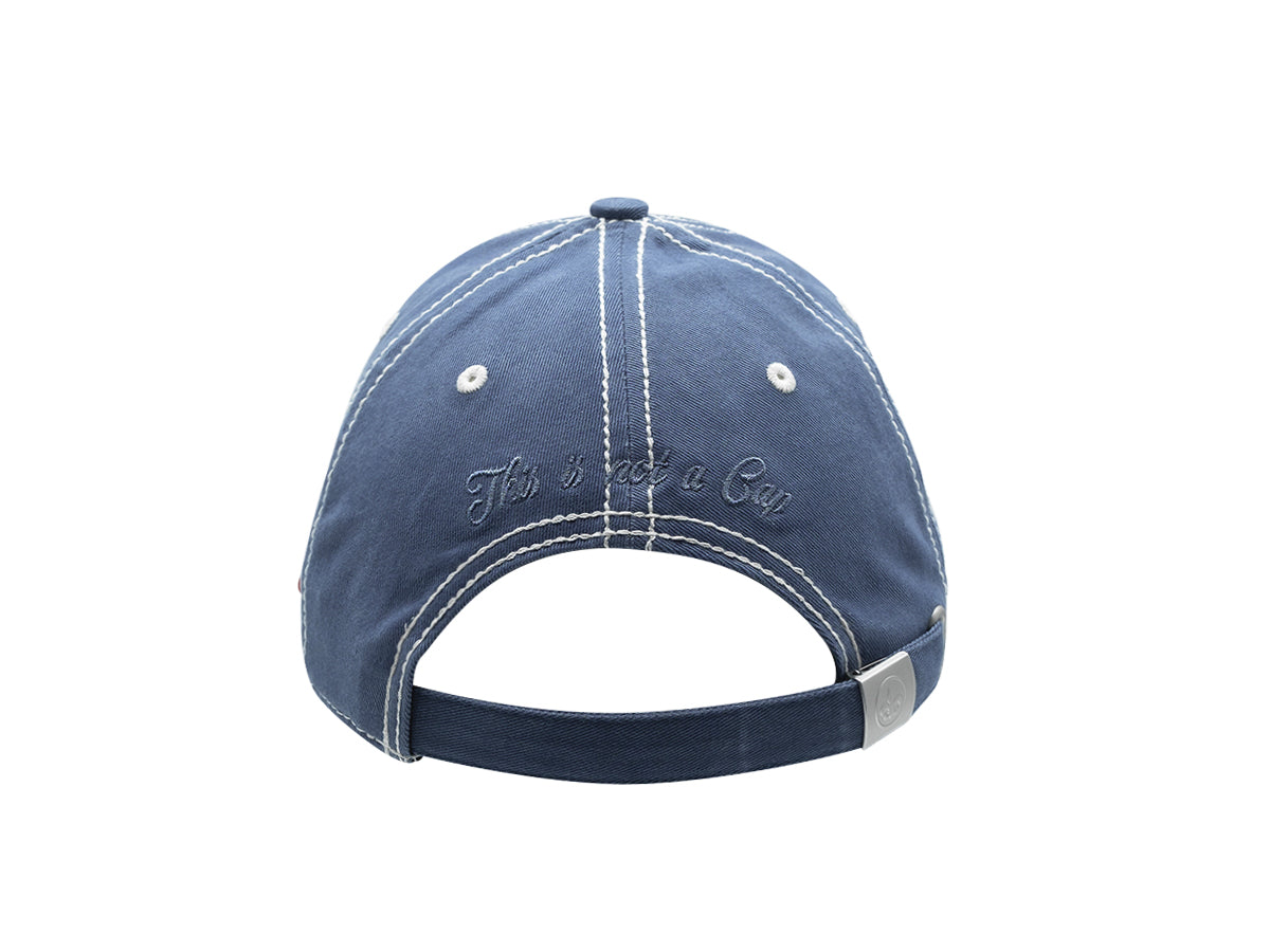 Casquette bleu disrupt avec broderie au dos et sangle ajustable pour un style décontracté