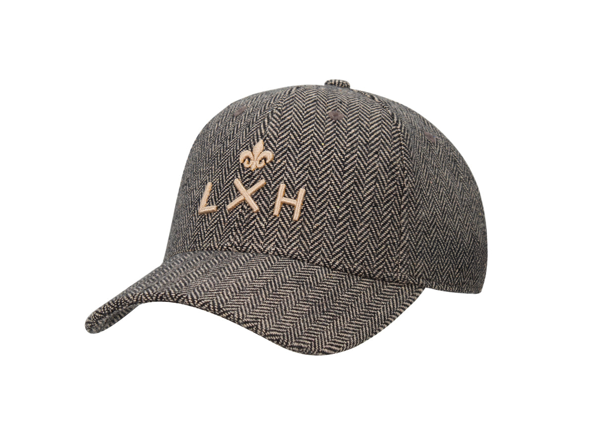 Casquette chevron beige LXH avec logo brodé pour un style élégant et décontracté