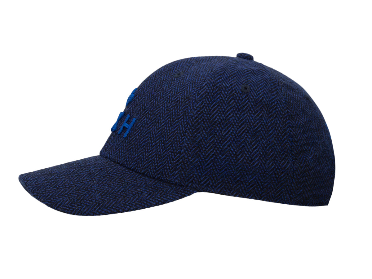 Casquette chevron bleu homme de la marque LXH avec visière incurvée et lettrage en relief
