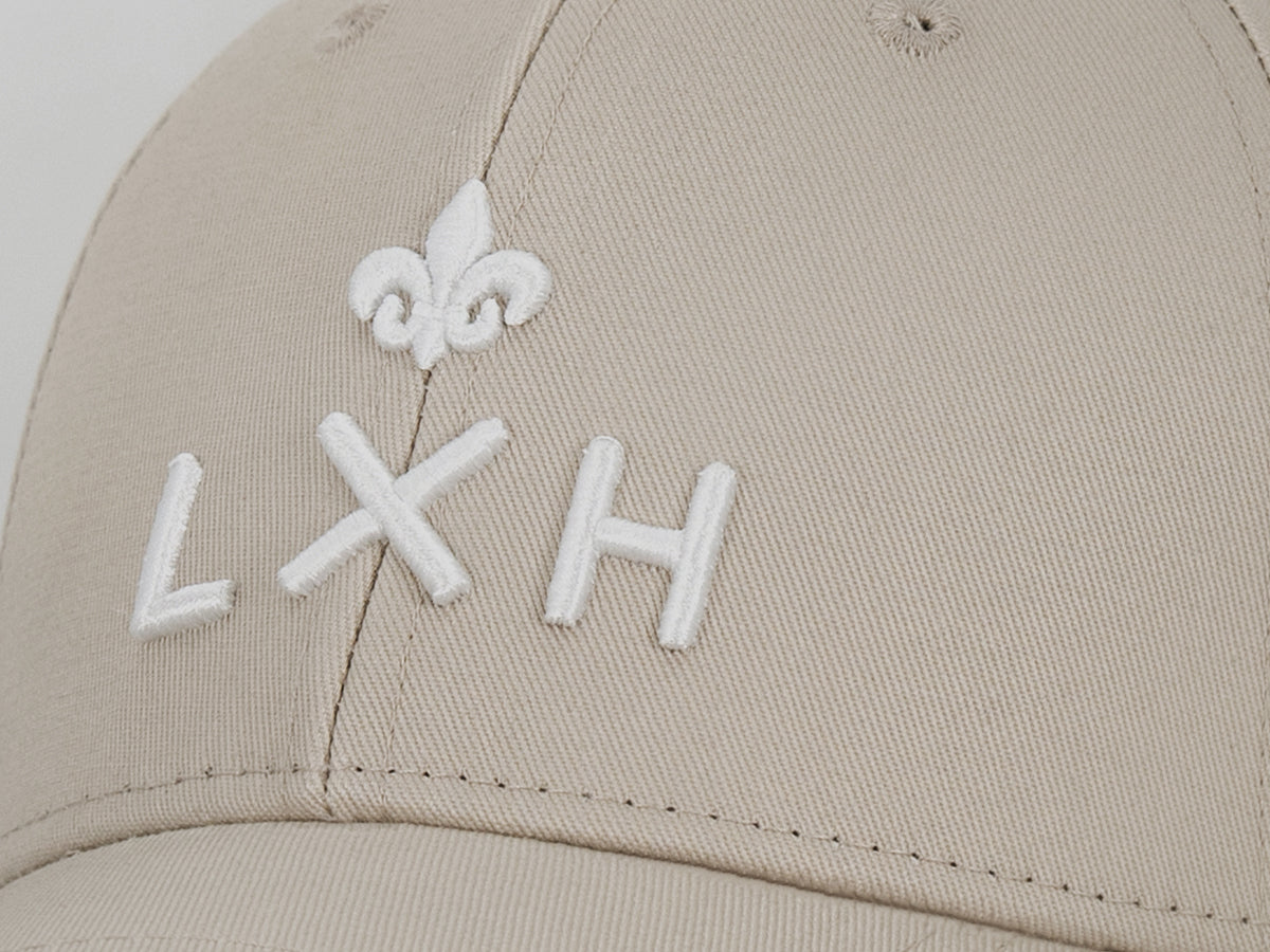 Casquette coton beige homme LXH avec logo brodé sur le devant