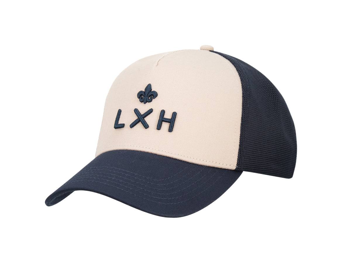 Casquette coton bicolore mastic bleu marine de LXH avec logo brodé sur le devant