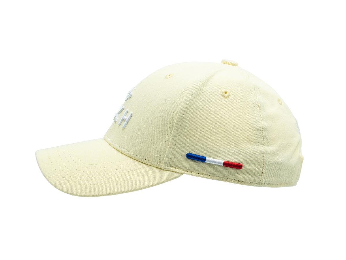Casquette coton jaune citron LXH avec broderie et détails tricolores sur le côté