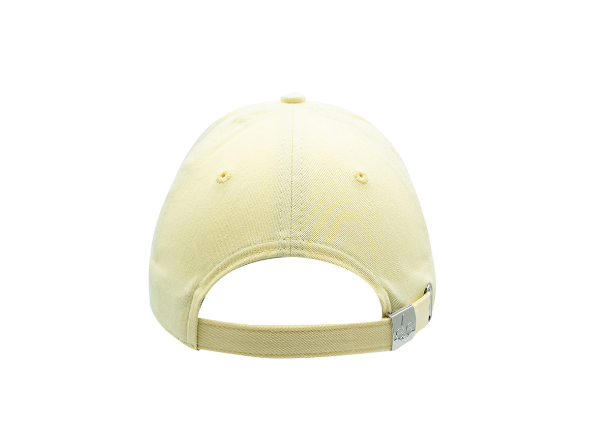 Vue arrière de la casquette coton jaune citron avec fermeture ajustable pour un confort optimal