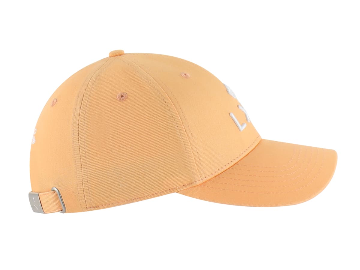 Casquette Coton Pêche LXH en orange avec un design épuré et une visière courbée