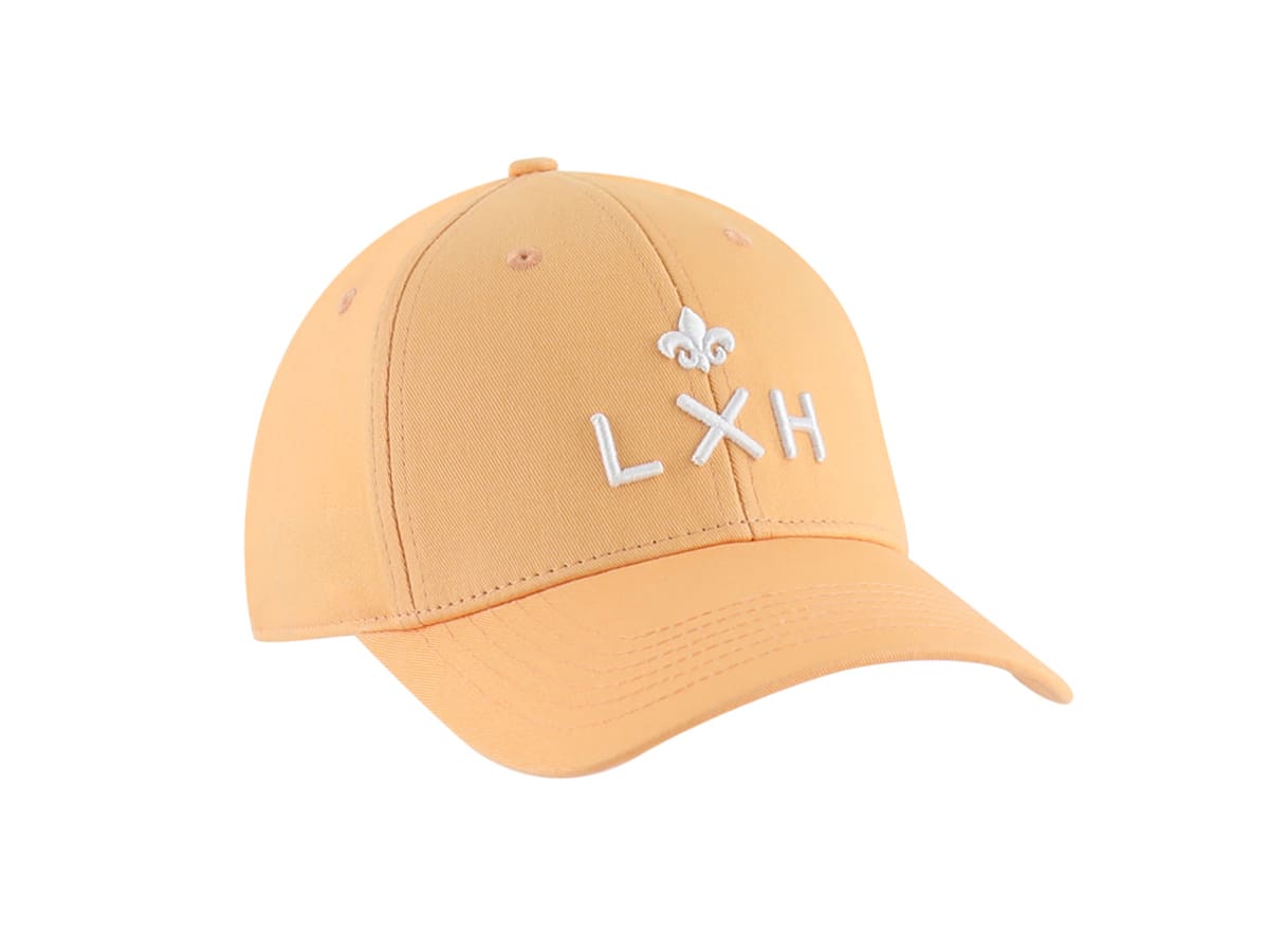 Casquette Coton Pêche de la marque LXH avec logo brodé, idéale pour les journées ensoleillées