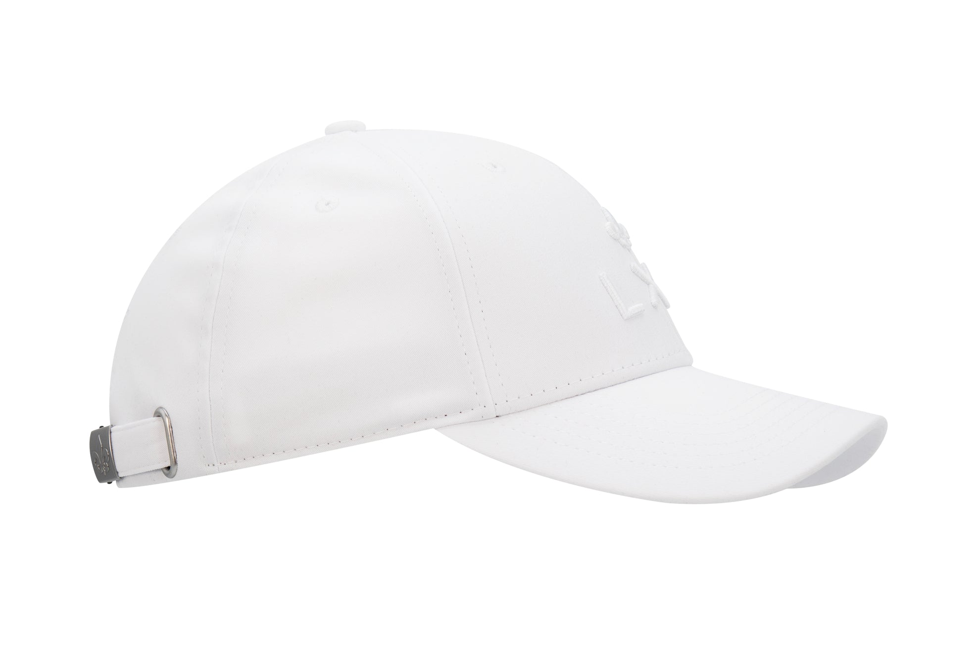 Casquette coton ton sur ton blanche de la marque LXH avec visière incurvée et ajustement à l'arrière