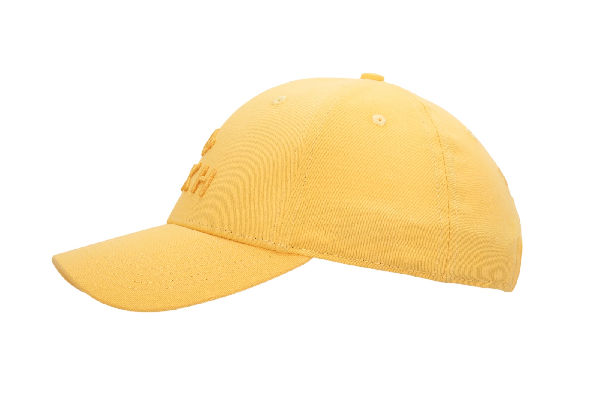Casquette coton ton sur ton LXH en jaune avec visière et broderie sur le devant