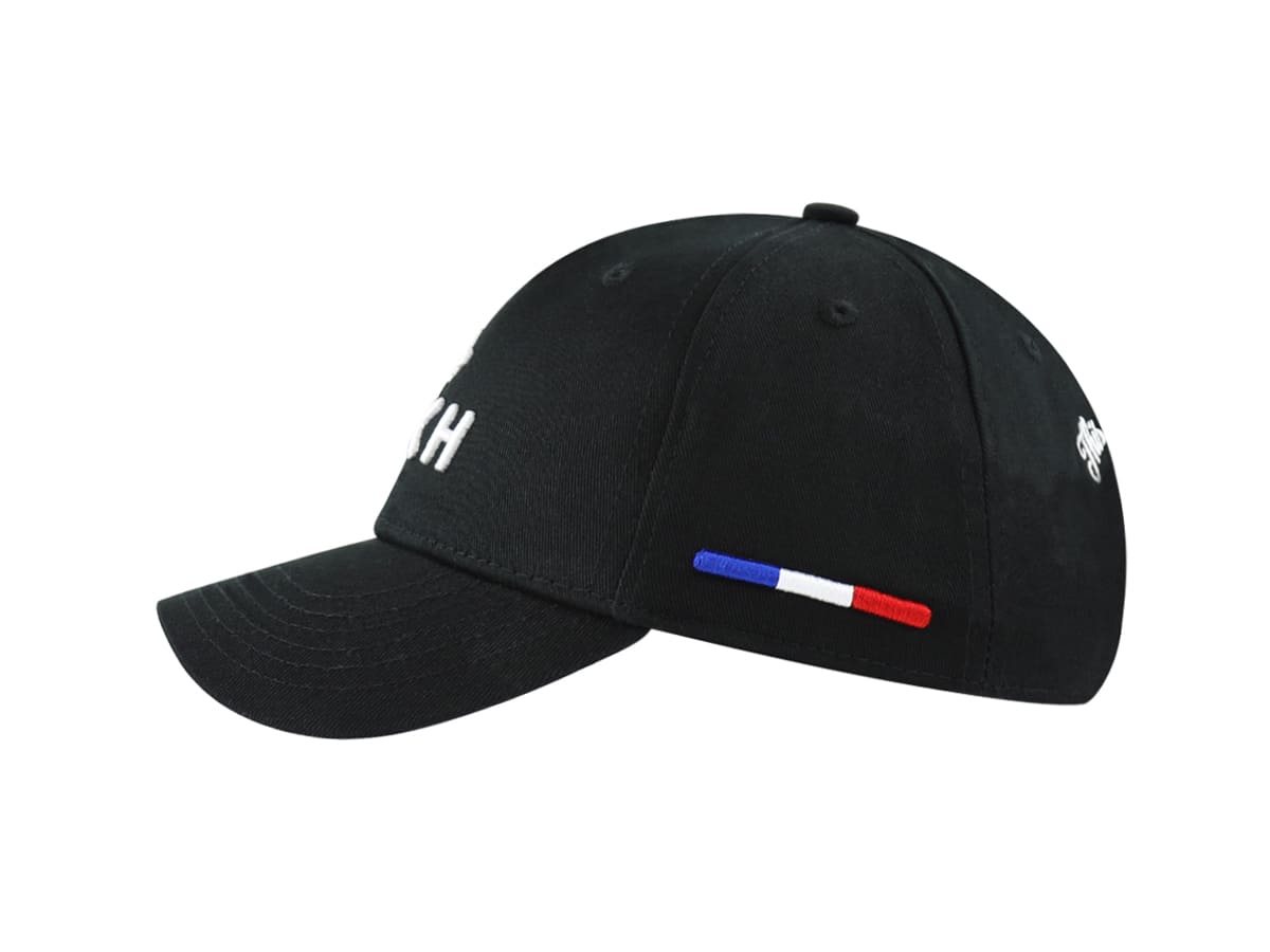 Casquette enfant coton noir LXH avec broderie et bande tricolore sur le côté
