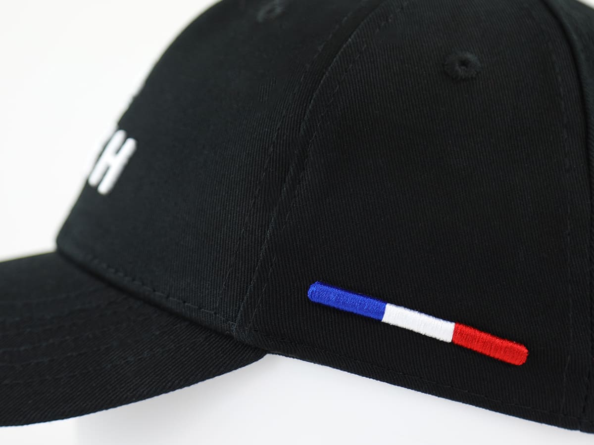Casquette enfant coton noir LXH avec broderie tricolore sur le côté