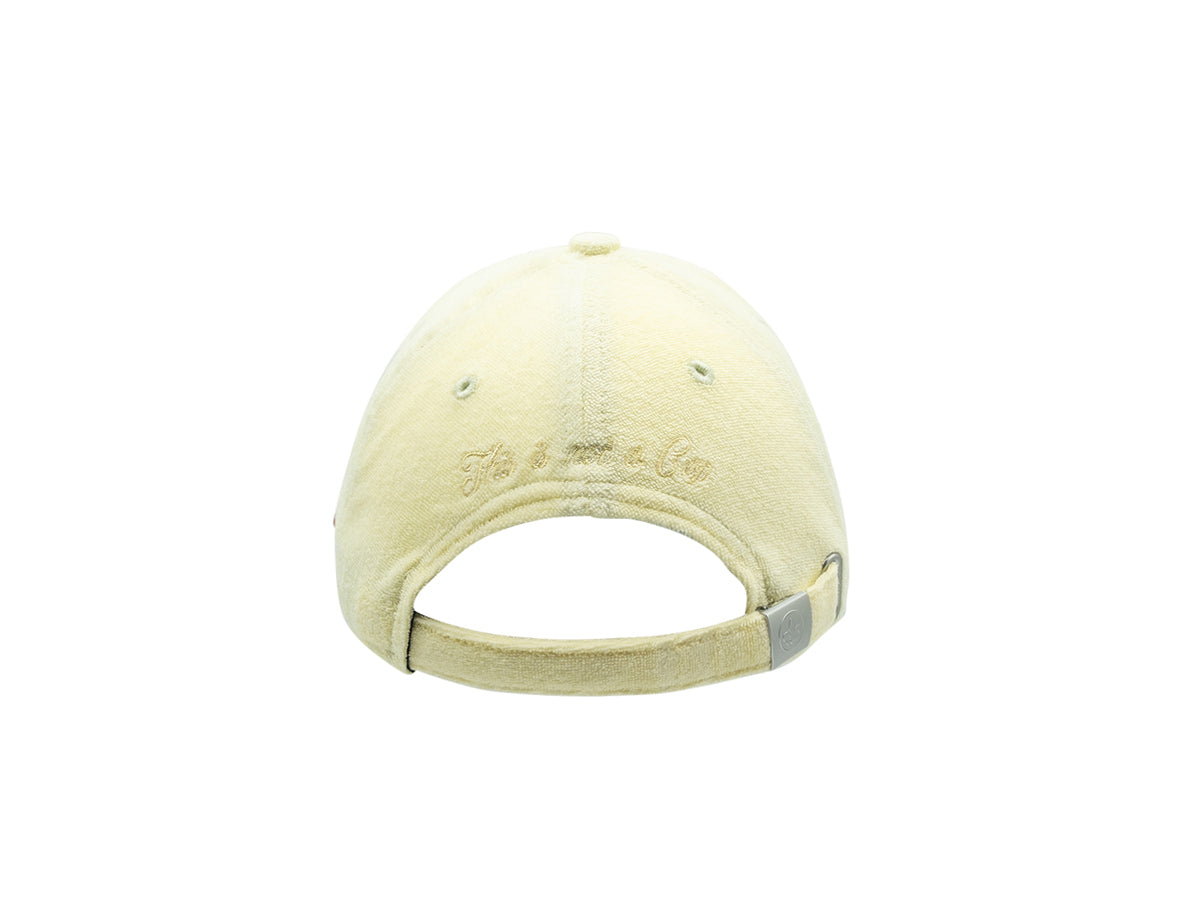 Vue arrière de la casquette éponge jaune citron avec réglage ajustable pour un confort optimal