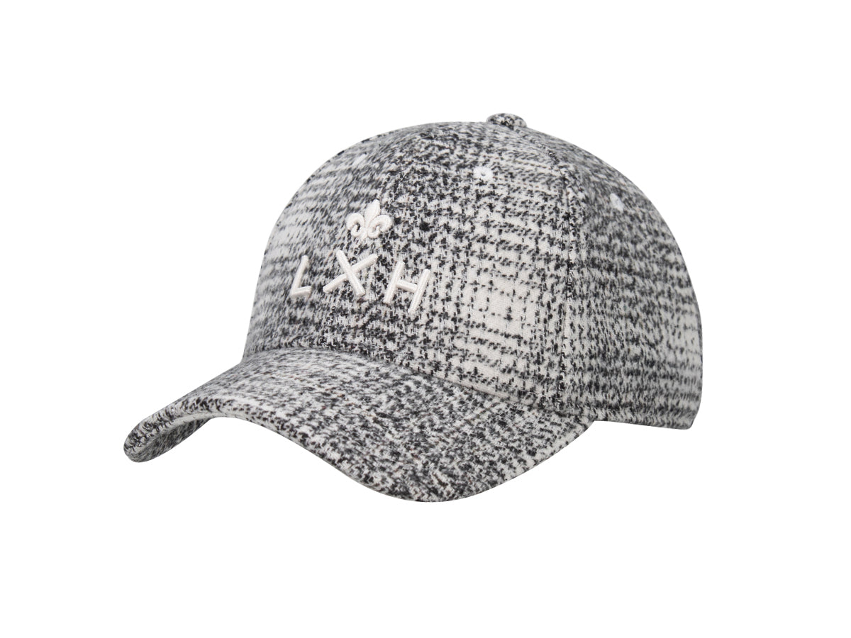 Casquette « Héritage » Ton sur Ton Pied-de-Poule Abstrait Blanc de la marque LXH avec logo brodé