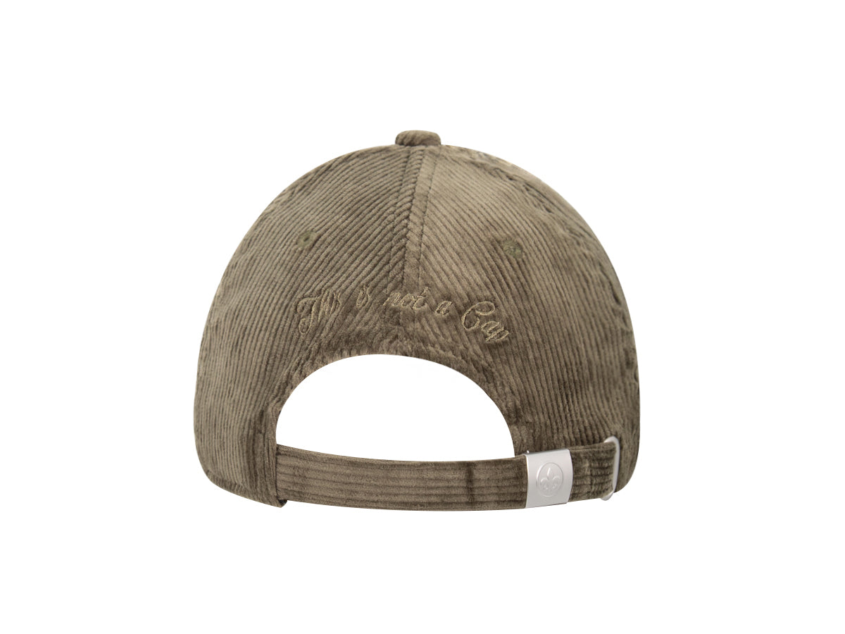 Vue arrière de la casquette « Héritage » Velours Côtelé Ton sur Ton Kaki avec fermeture réglable