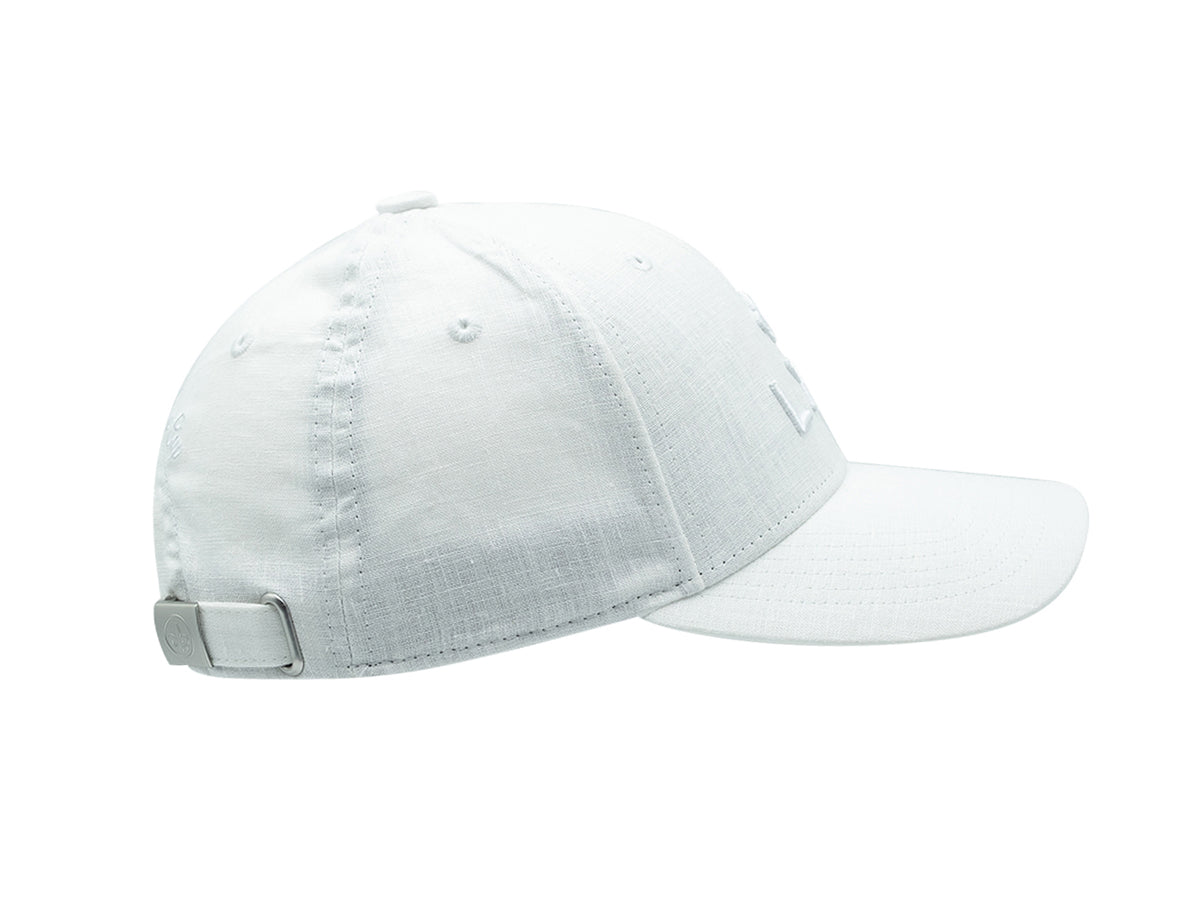 Casquette lin blanc ton sur ton de LXH avec visière et fermeture ajustable à l'arrière