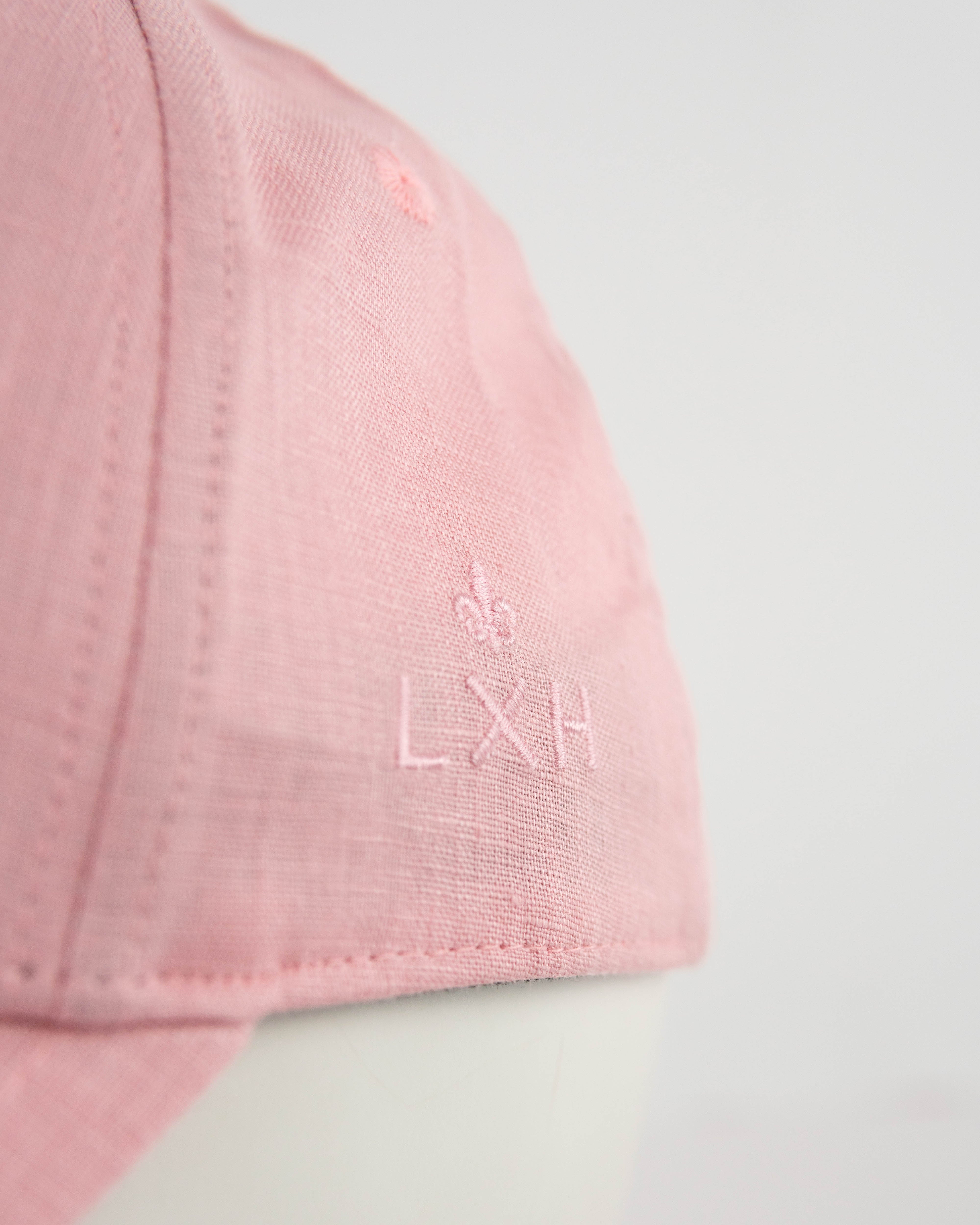 Casquette lin rose femme LXH avec broderie élégante au dos pour un style tendance
