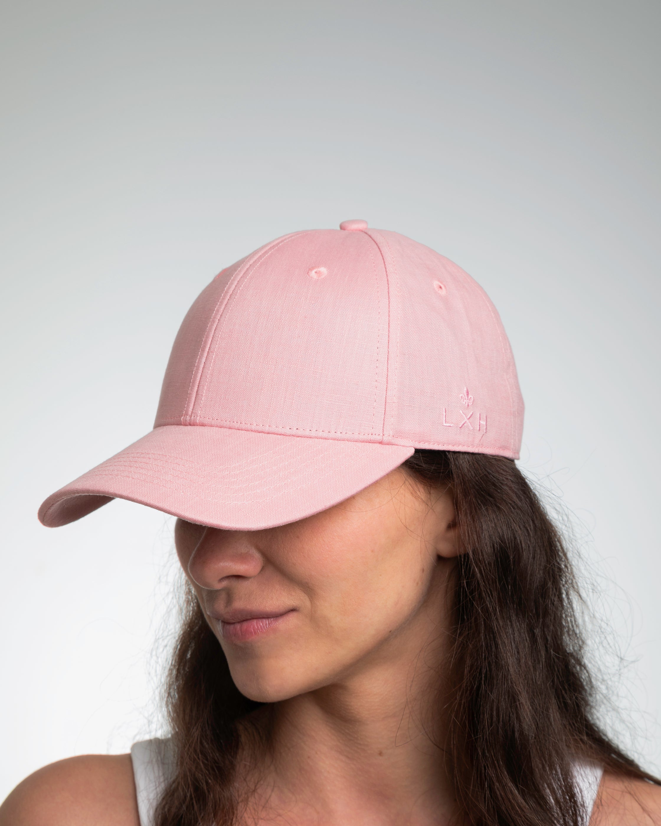 Casquette lin rose femme de LXH avec visière courbée pour style décontracté