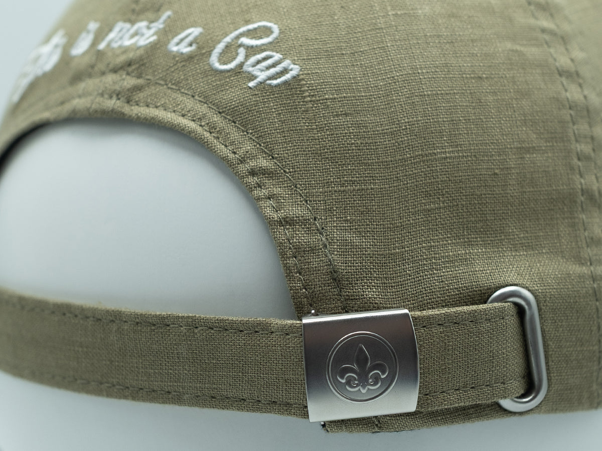 Casquette lin vert olive LXH avec broderie élégante et fermeture réglable