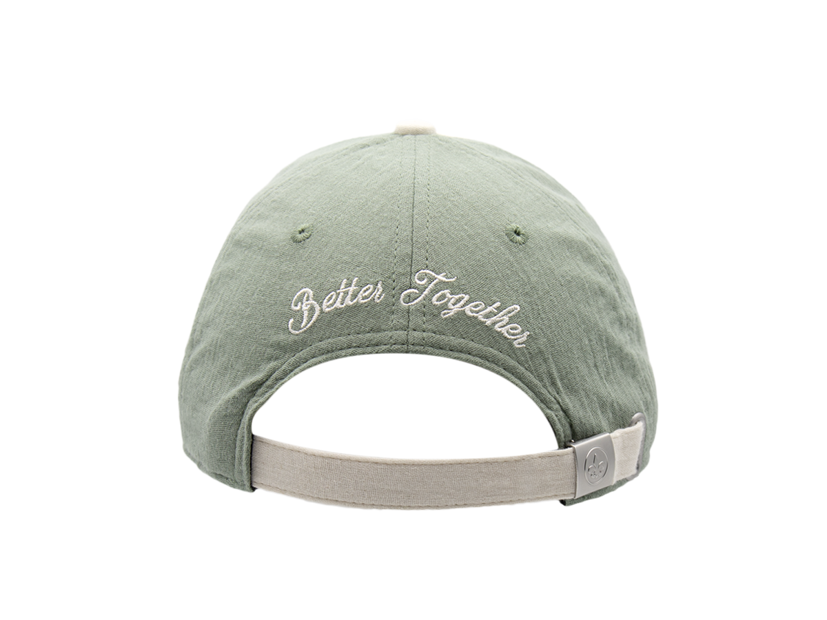 Casquette LXH verte avec fermeture ajustable et broderie Better Together au dos