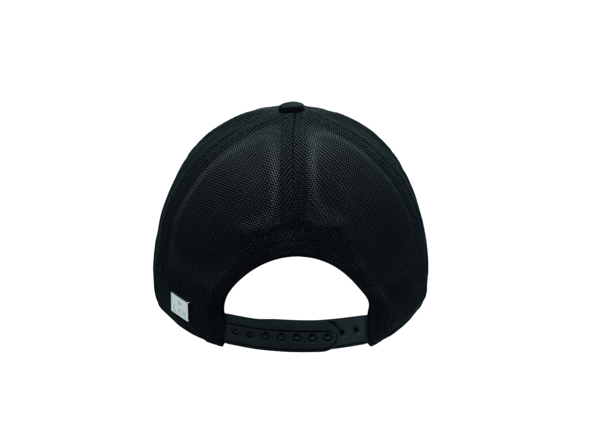 Casquette LXH Ton sur Ton Noir vue de dos avec fermeture réglable et tissu respirant