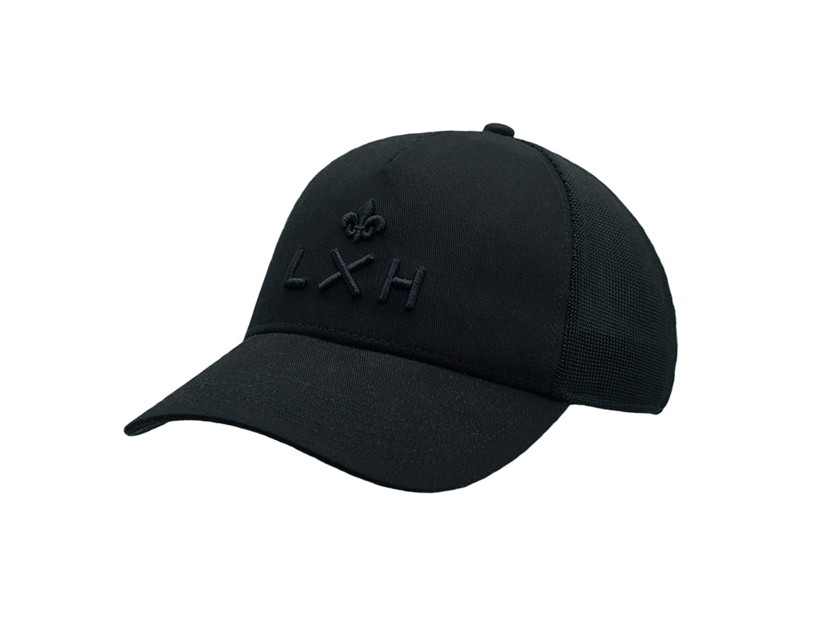 Casquette LXH Ton sur Ton Noir avec logo brodé et panneau arrière en maille respirante