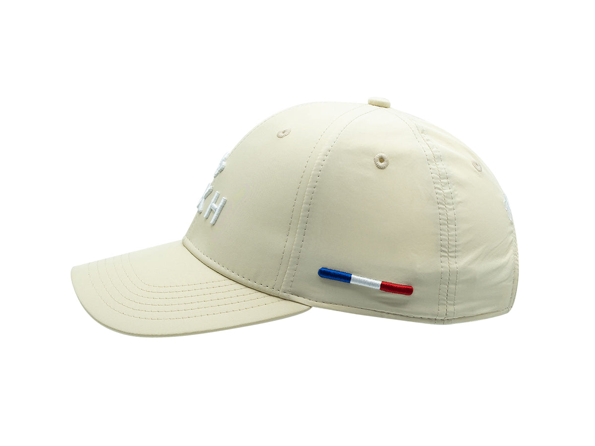 Casquette nylon beige homme LXH avec logo brodé et détails tricolores sur le côté