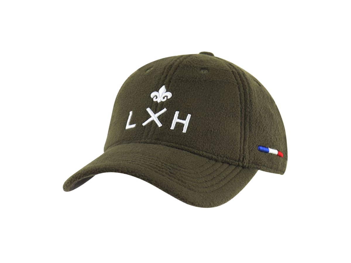 Casquette polaire kaki LXH avec logo brodé et accents tricolores